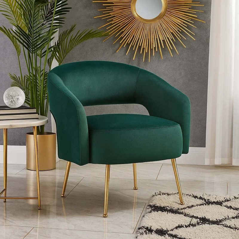 Fauteuil d'appoint 27,5 po Candide Modern Glam, Vert foncé