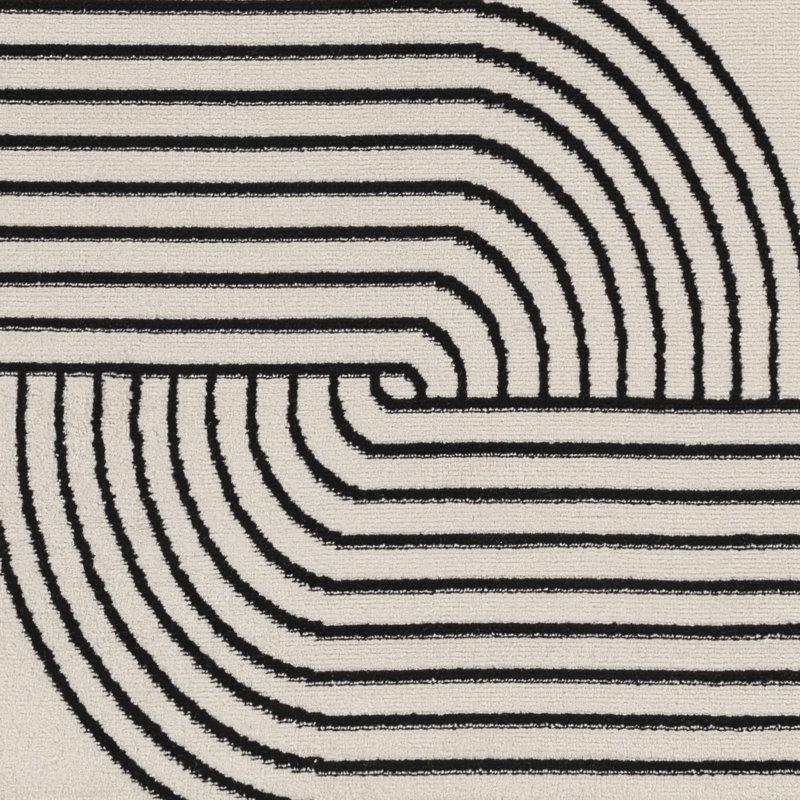 Off White Modern Shaggy Rug, Abstract Easy to Clean Rug For Living Room, Dining Room, Bedroom, Rectangle 200 x 275 cm