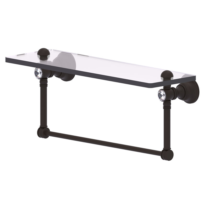 Freyja Glass Bracket Shelf with Towel Bar, 5.54" H x 22" W x 7" D, Oil Rubbed Bronze
