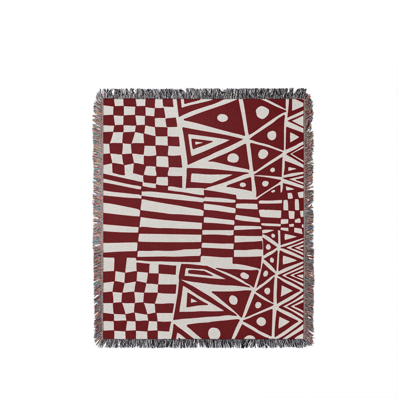 Cocodili Cotton Hand Woven Throw Blanket, 50" x 70" – Full/Double, Navy Red