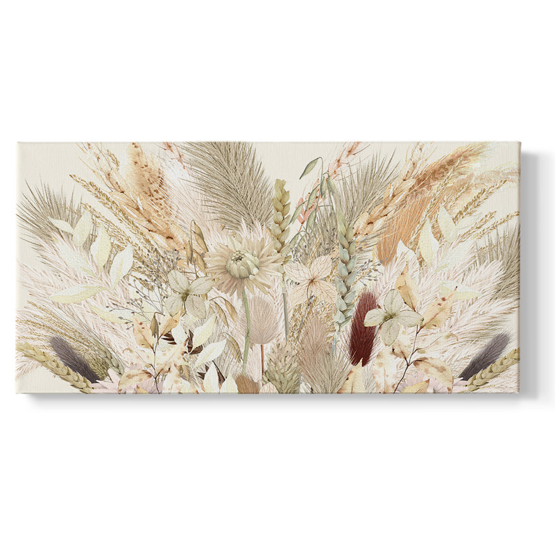 Doux automne - Toile tendue avec châssis tendue, prête à accrocher, H 25 po x l 49 po, Doré