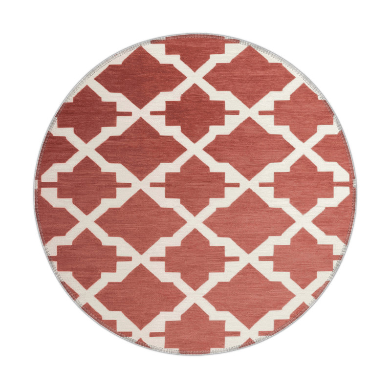 Tapis rouge intérieur et extérieur Trellis, Rond 5 pi
