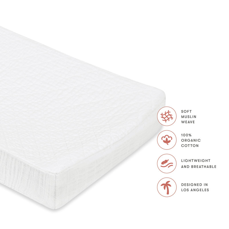 Plain White Quilted Muslin Changing Pad Cover