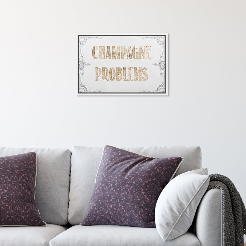 Champagne Problems - Floater Frame, impression, L 15 po x H 10 po, Cadre flottant blanc