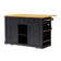 53" Large Kitchen Island With 2 Bar Stools, Storage Cart On Wheels, Drop Leaf, Power Outlets, 3 Drawers & Side Racks,Black