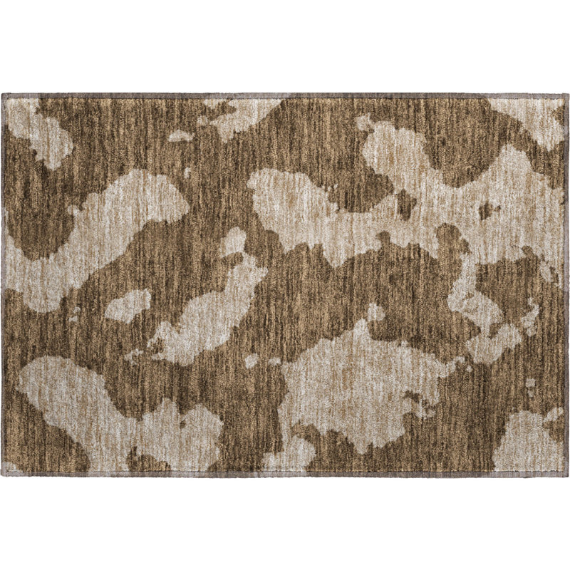 Premium Machine Washable Prisco Brown Rug, Rectangle 1'8" x 2'6"