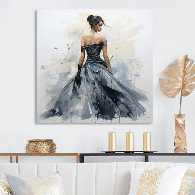 Black And Grey Classic Silhouette II - Dior Metal Wall Art