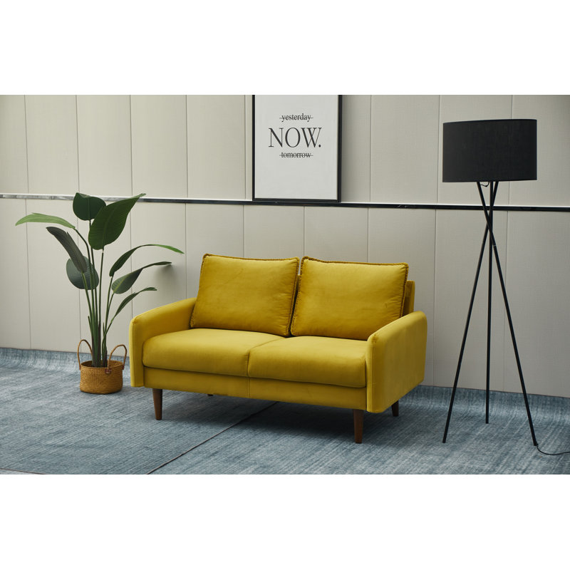 Emteas 57.3'' Velvet Loveseat, Goldenrod Velvet