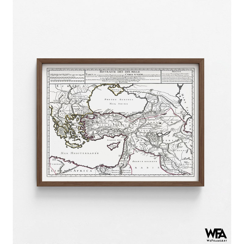 Moyen-Orient, Turquie, Grèce, Irak - De Lisle 1731, impression de carte antique grecque, décor de chambre du Moyen-Orient, carte encadrée turque, carte antique de l'Irak