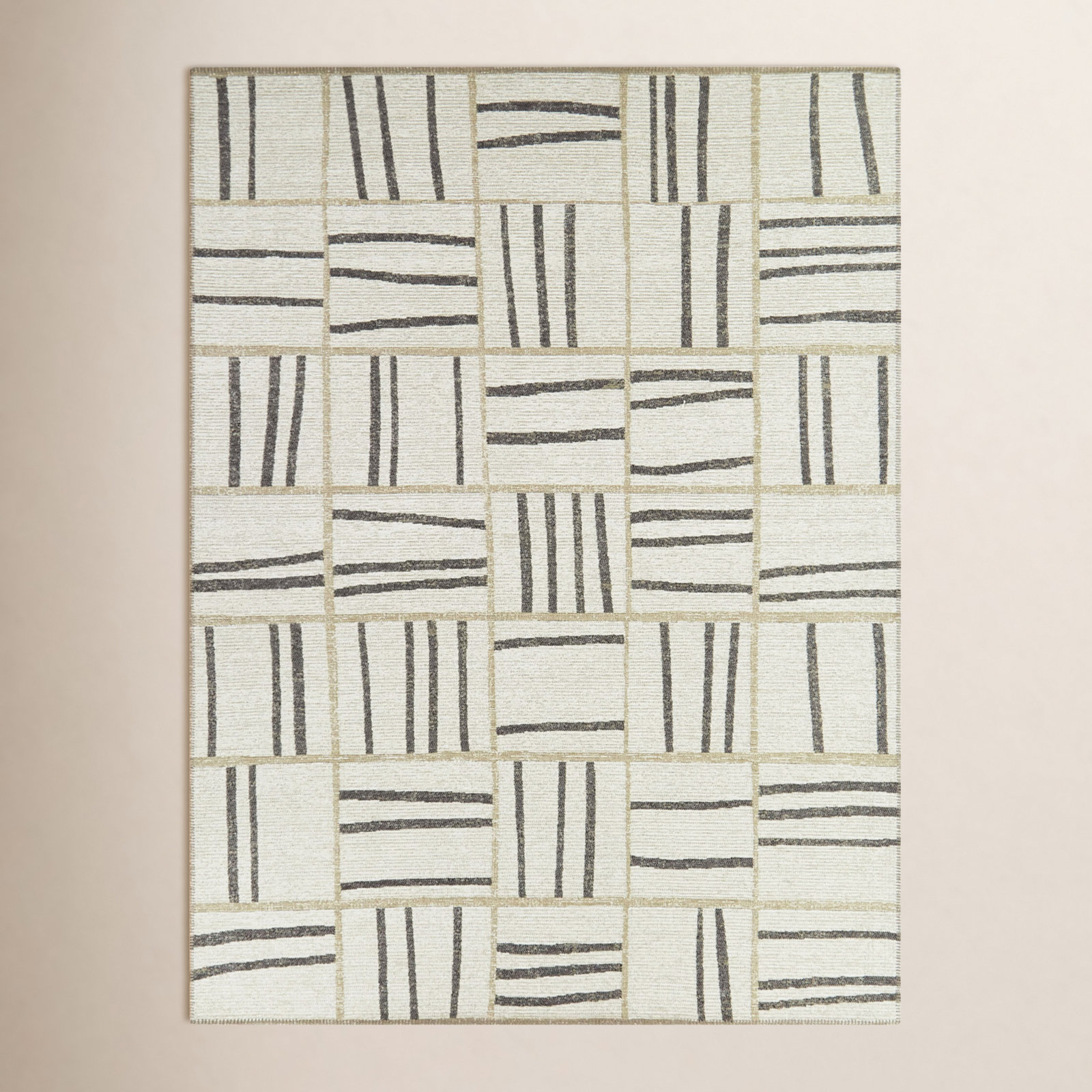 Laki Cream Gray Geometric Jute Rug, Rectangle 7'10" x 10'