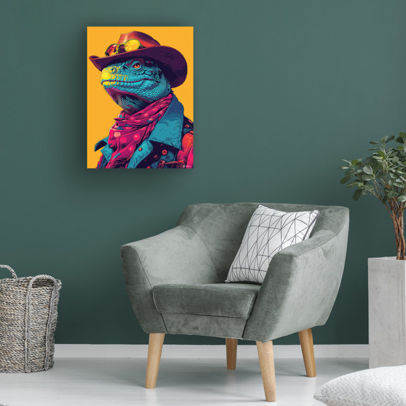 Art sur toile iguane bolognaise de Momart, H 14 po x l 19 po
