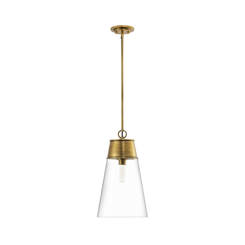 Bertina 1 - Light Single Pendant, Rubbed Brass, 102.5" H x 11.5" W x 11.5" D