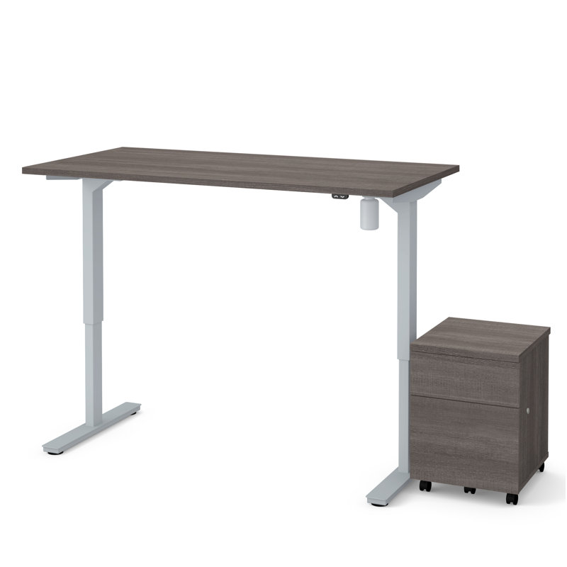 Brisa Adjustable Standing Desk, Bark Gray, 45" H x 59.3" W x 29.5" D, Gray