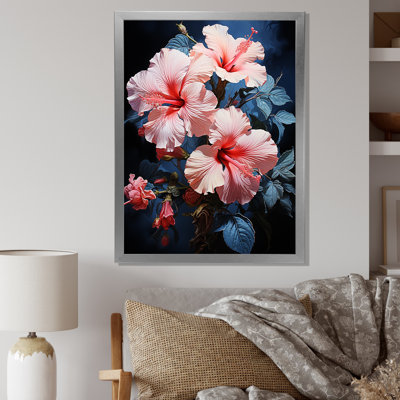 " Pink And Blue Hibiscus Modern Charm I "
