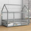 Lit simple en bois en forme de maison - Structure de toit et barrières de sécurité-1625137474