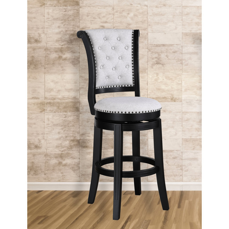 Chaises pivotantes à hauteur de comptoir 2 pièces, sièges rembourrés et fabrication stable en bois pour les tabourets de pub avec base de revêtement en tissu