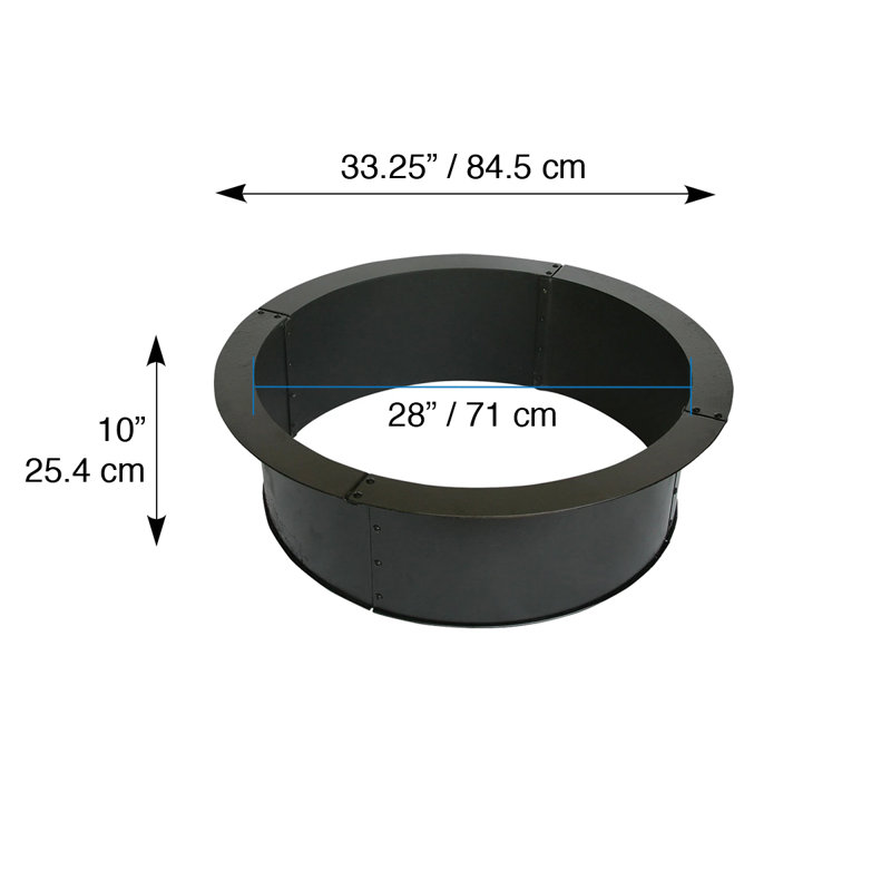 Brenden Round Steel Wood Burning Smokeless Fire Ring, 10" H x 28" W x 28" D
