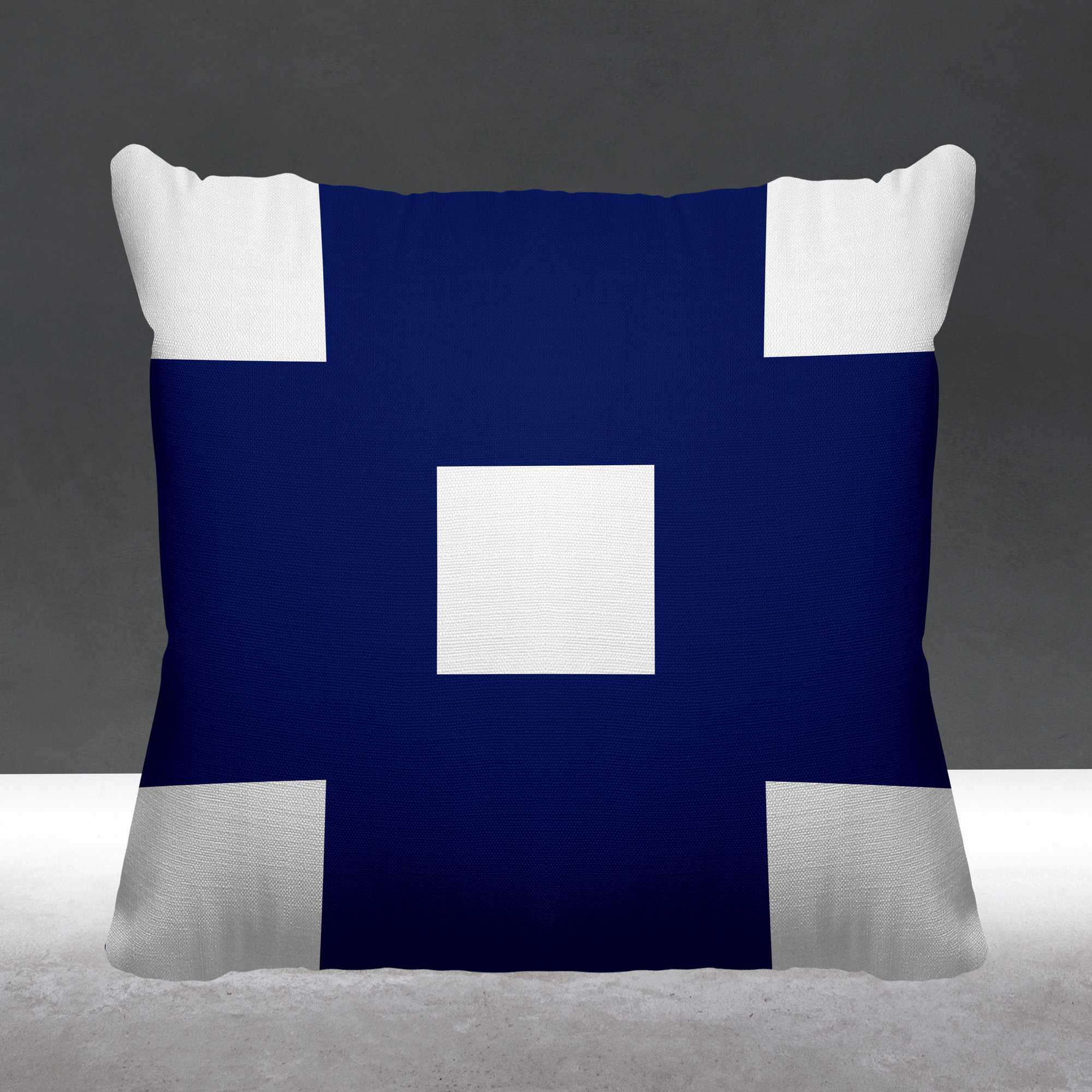 Luella Geometric Indoor/Outdoor Throw Pillow, 18W" x 18H", Navy Blue
