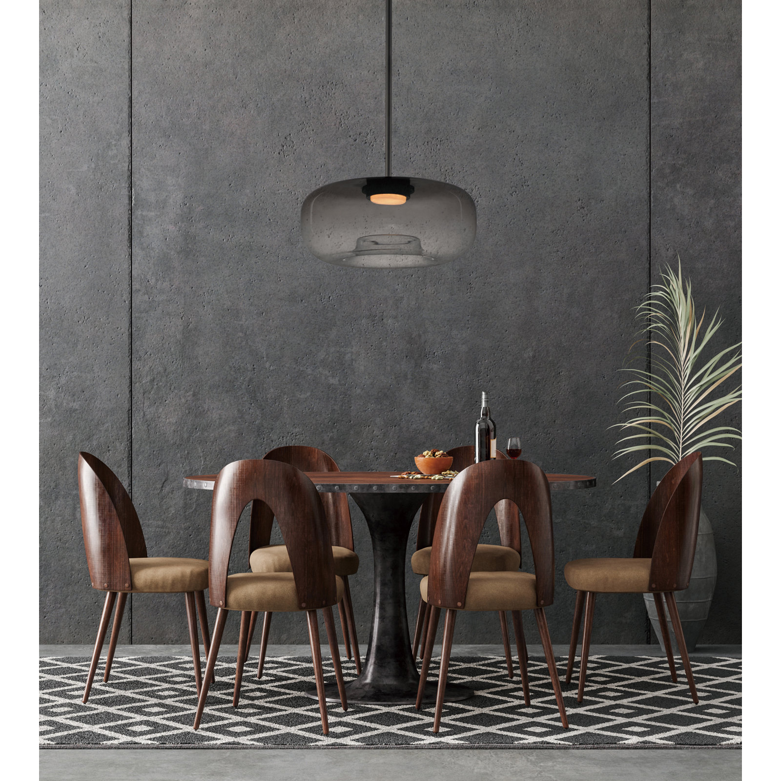 Daysy Single Light Glass Steel Dimmable Pendant