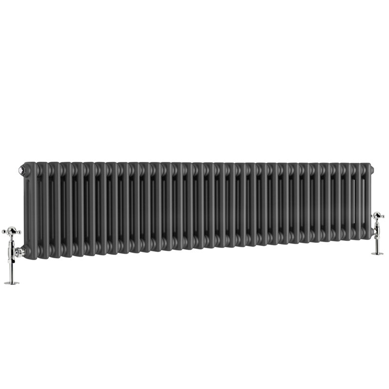 Tryphosa Traditional 2 Column Horizontal Designer Radiator, Anthracite, 30cm H x 146cm W