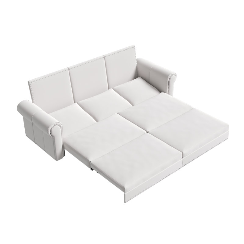 Canapé-lit moderne Sofachesterfield, canapé-lit gigogne 93,7 po, canapé-lit convertible en velours 3 en 1 avec garniture cloutée et accoudoirs roulés, canapé-lit multifonctionnel, appartement, bureau,