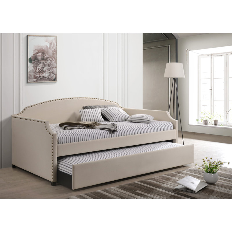 Jordane Upholstered Daybed, Beige Linen