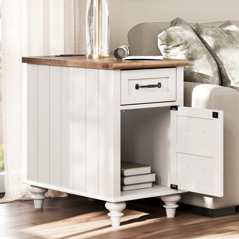 Scarlett 15'' W Nightstand, White/Brown