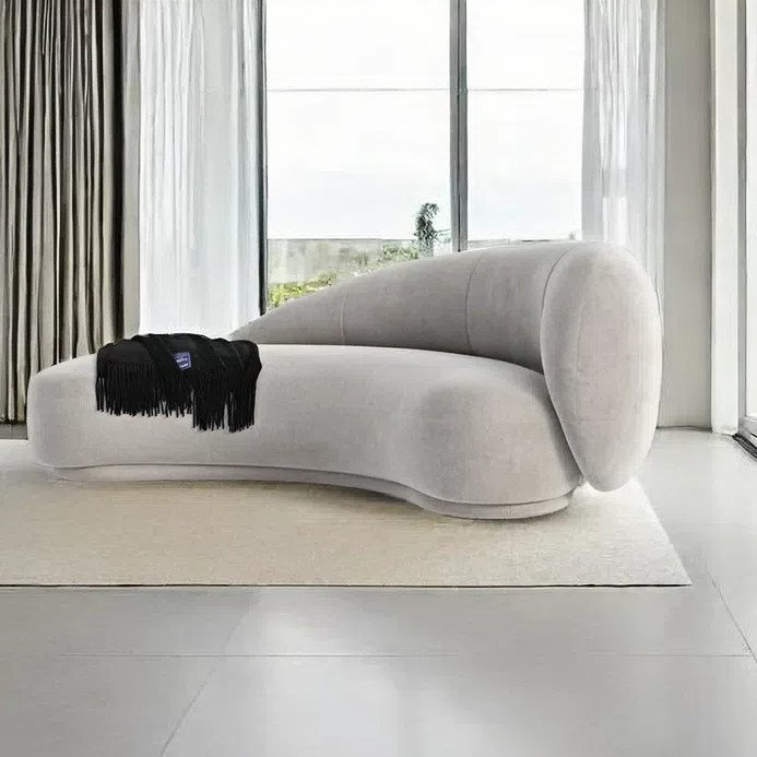 Chaise longue décontractée moderne à la mode minimaliste, Orienté à droite, Gris clair