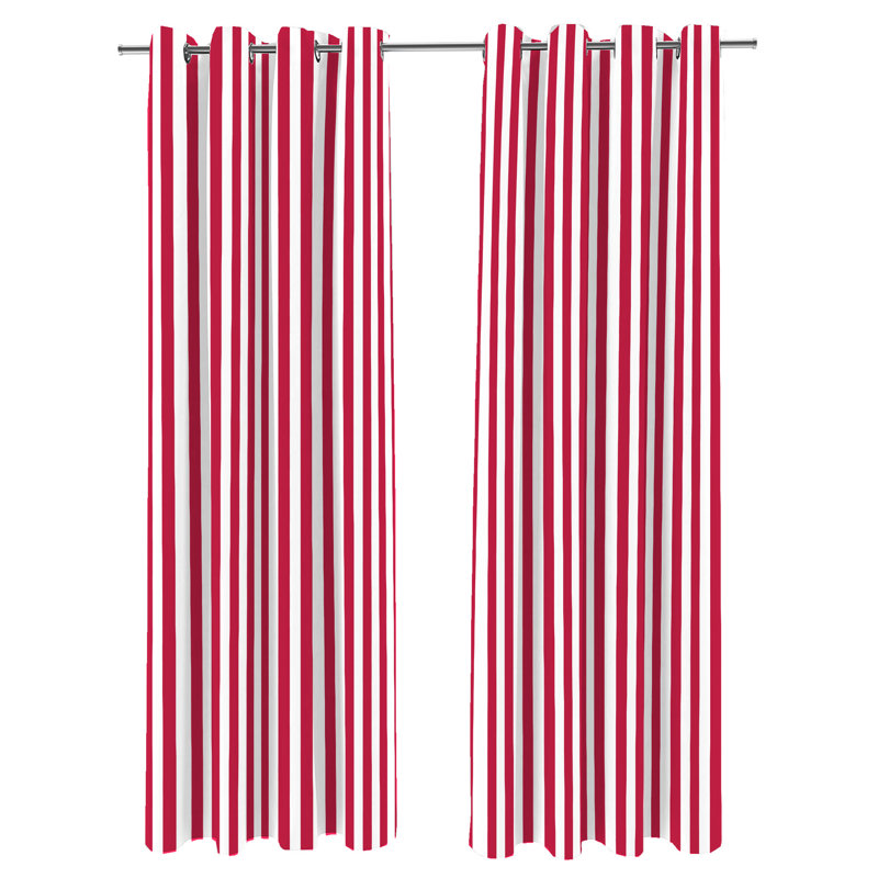 Stripe 54" x 96" Grommet Semi-Sheer Outdoor Curtain Panel, Striped Pompeii Red, 54" W x 96" H