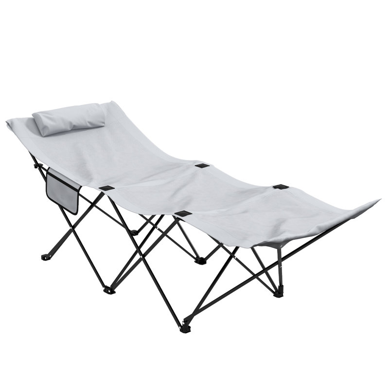 Grove Portable Camping Cot With Side Pocket And Padded Headrest, Sturdy Steel Frame