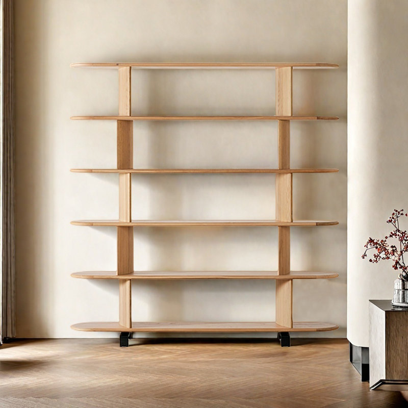 Bibliothèque simple à plusieurs niveaux de style européen, (5 tablettes) H 73,23 po x l 70,87 po x P 14,17 po