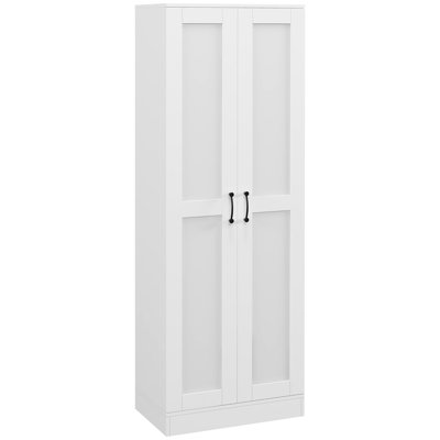 Armoire de 69 po de hauteur, garde-manger blanc avec mécanisme de fermeture en douceur et tablette d'aspect moderne, conception robuste