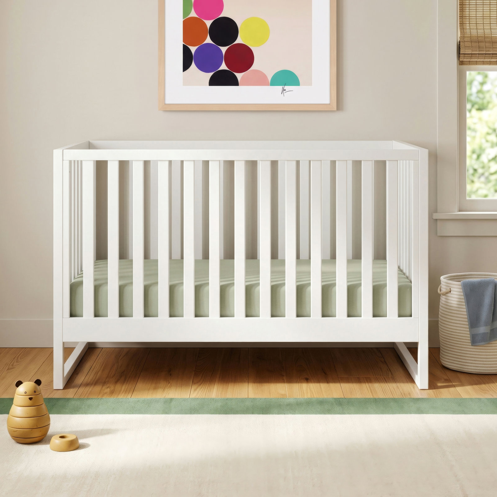 Hunter 3 in 1 Convertible Crib, White