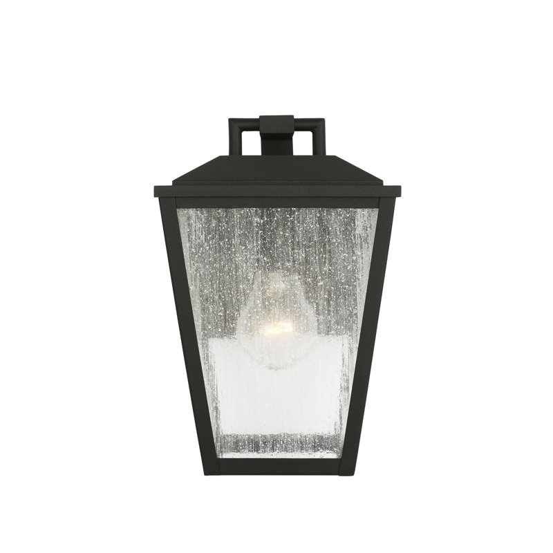 Kennewick Outdoor Fixture With Clear Seeded Shade, Textured Black, 10" H x 6.5" W x 7.875" D, 1 Light