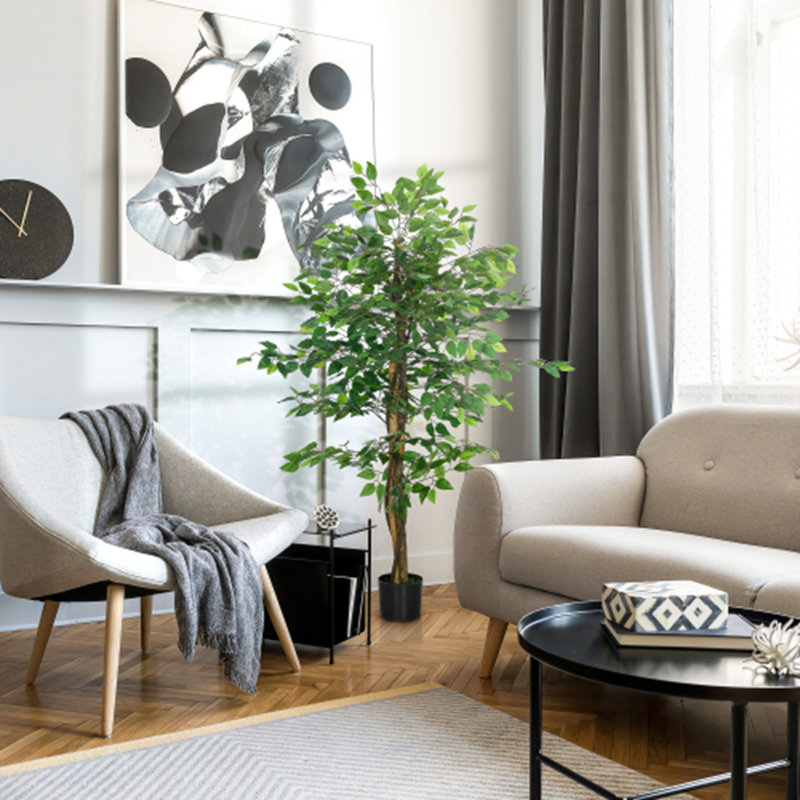 Ficus artificiel avec pot HOMcom, H 59 po x l 6 po x P 6 po