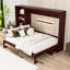 Grand lit escamotable avec rangement réglable, tablette et tiroir - Lit escamotable mural peu encombrant pour petites pièces, noyer-1005180380