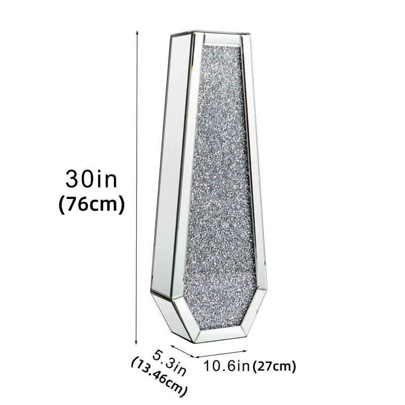 Vase de plancher en verre à miroir 30 po DeGrailly, H 30 po x l 10,63 po x P 5,33 po, Argent