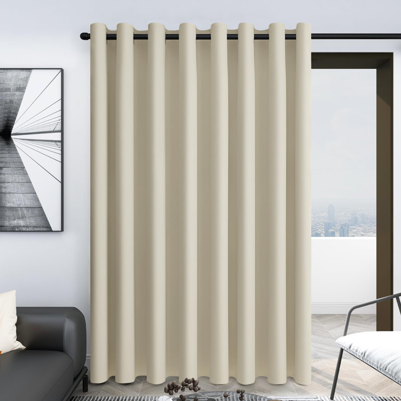 Penkridge Room Darkening Curtain Single Panel, 100" W x 95" L, Light Beige