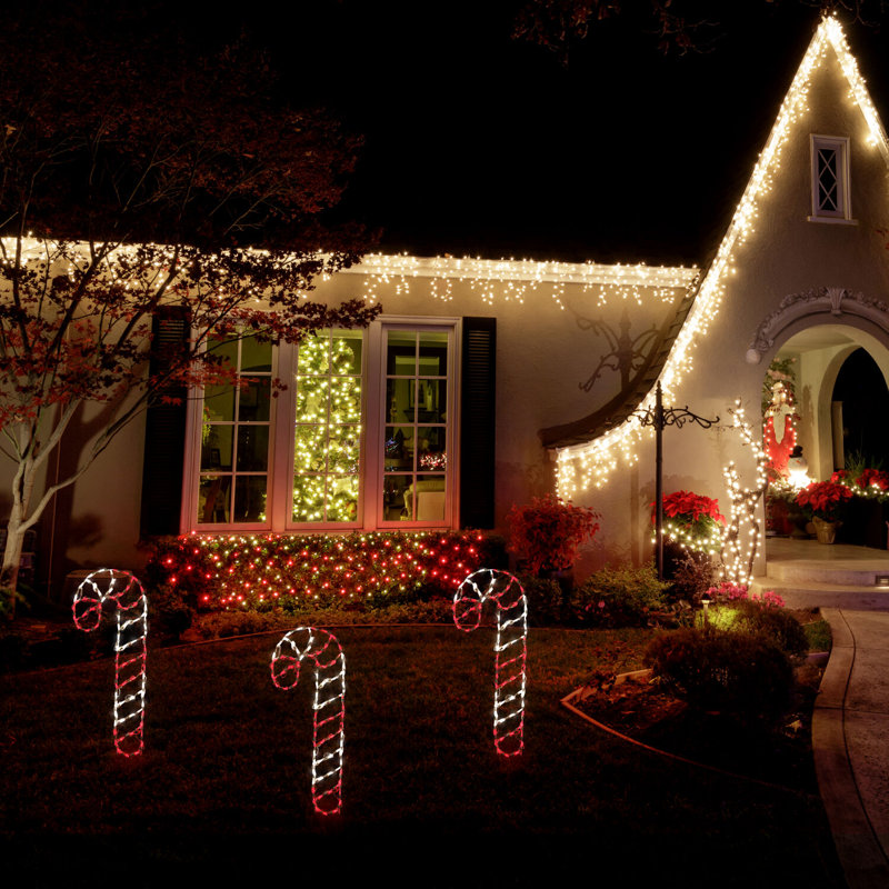 Giant Red and White LED Candy Cane Outdoor Light