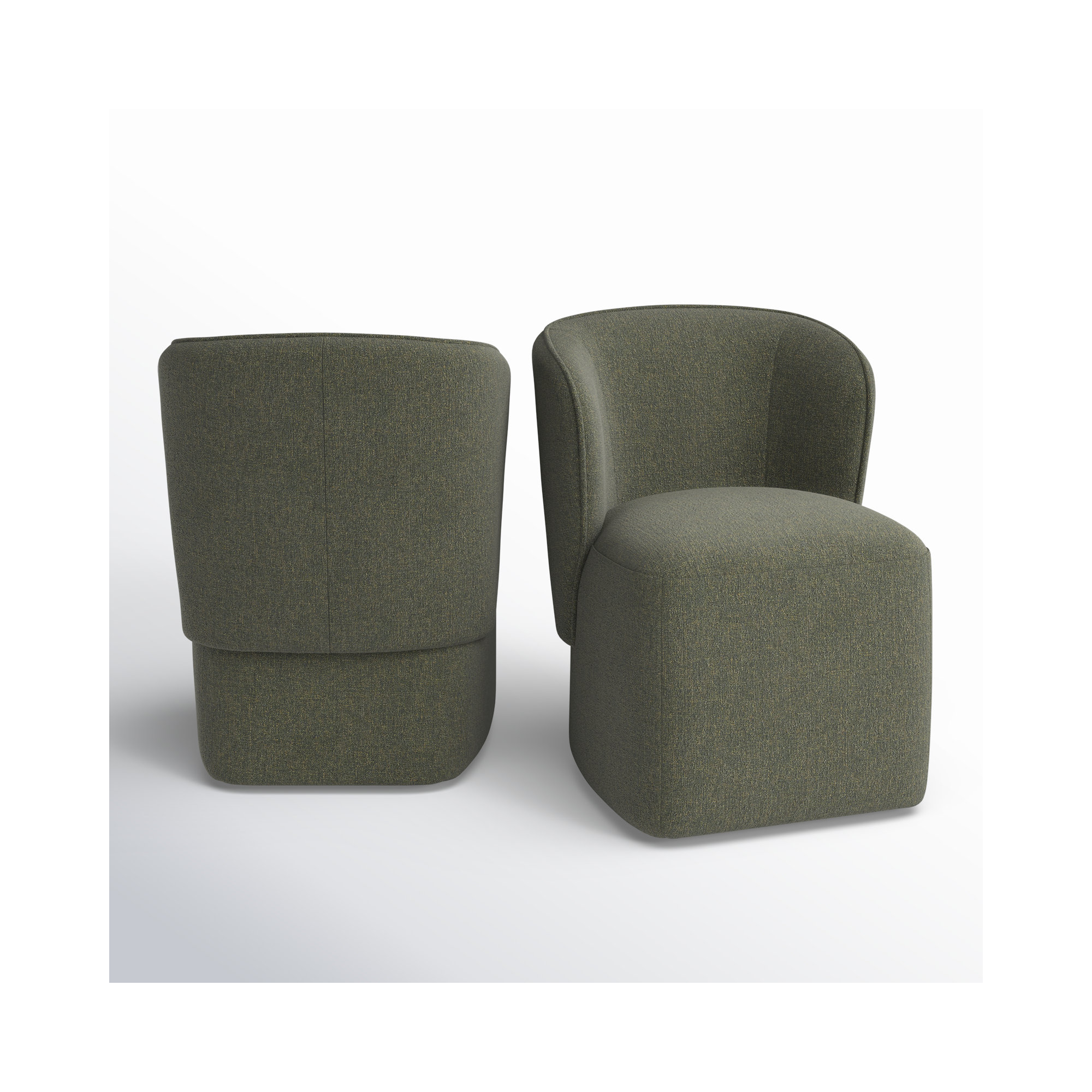 Niha Upholstered Dining Chair With Caster (Set of 2), Nathan Hemp Tweed