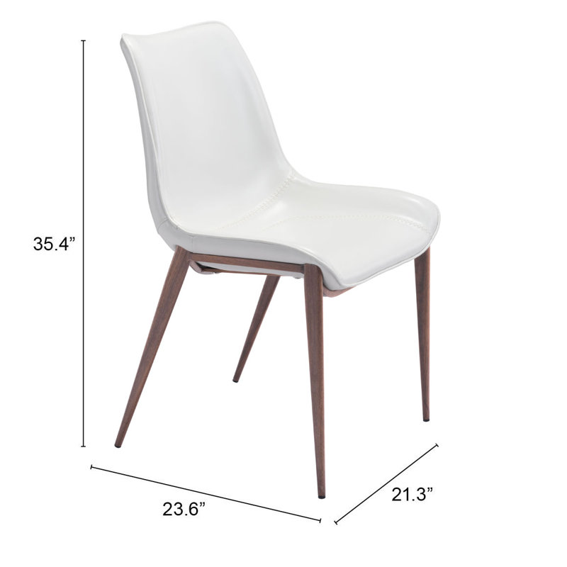 Magnus Transitional High Side Chair in White & Walnut with Metal Legs