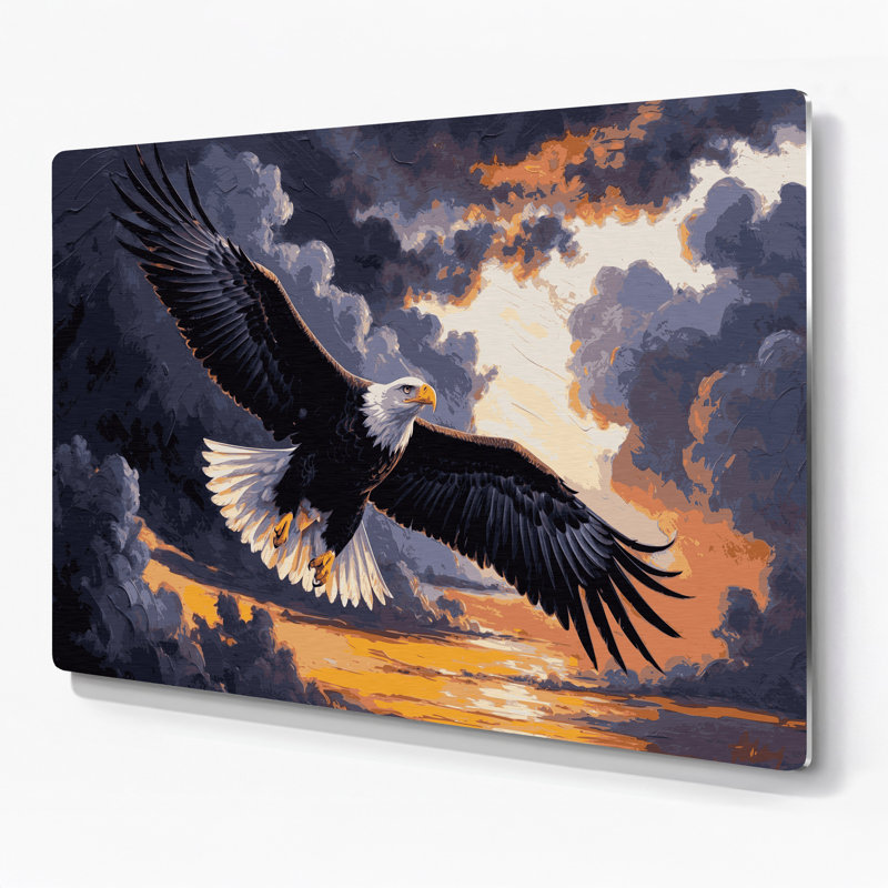 Oiseaux, aigle à queue blanche, art mural en métal gris, H 24 po x l 36 po