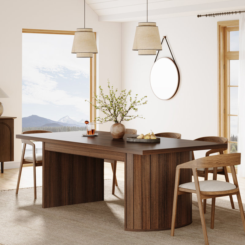 78.74" Walnut Brown Reclaimed Wood Farmhouse Dining Table