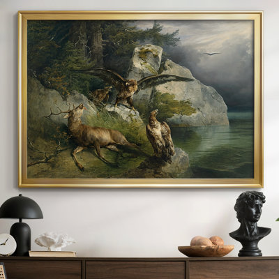 «Landscape: A Dead Stag with Two Eagles» par Frank Gauermann, toile tendue avec châssis, v. 1832