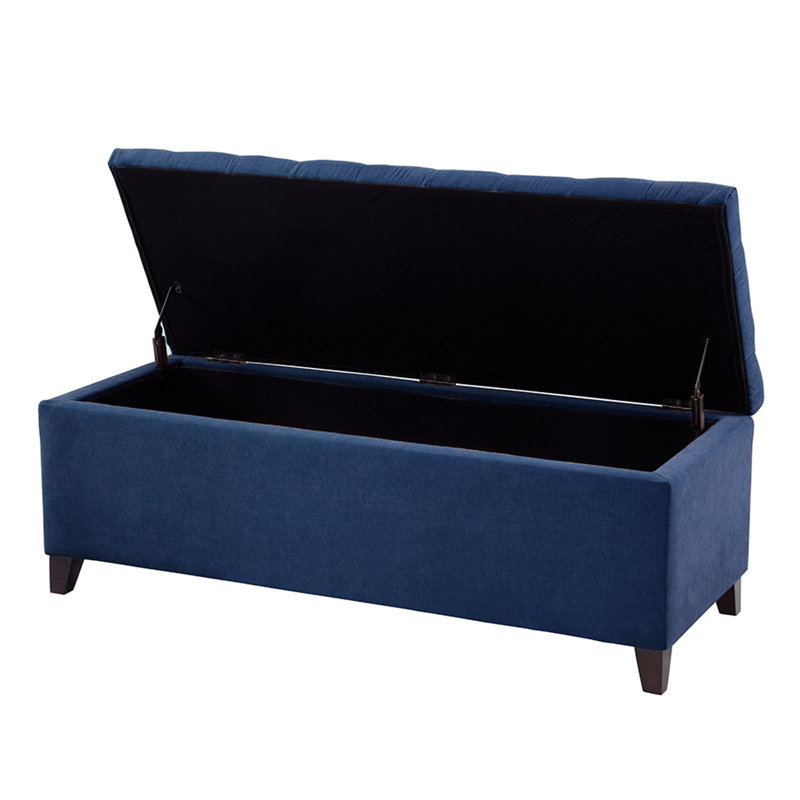 Banc de rangement capitonné à fermeture douce, Marine, Espresso