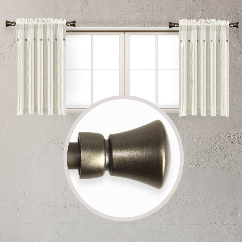 Steel Rod/ Resin Finial Adjustable Single Curtain Rod, Antique Gold