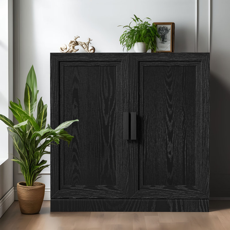  Gershwin Solid Wood Accent Storage Cabinet Sideboard, Black, 36" H x 31" W x 16" D