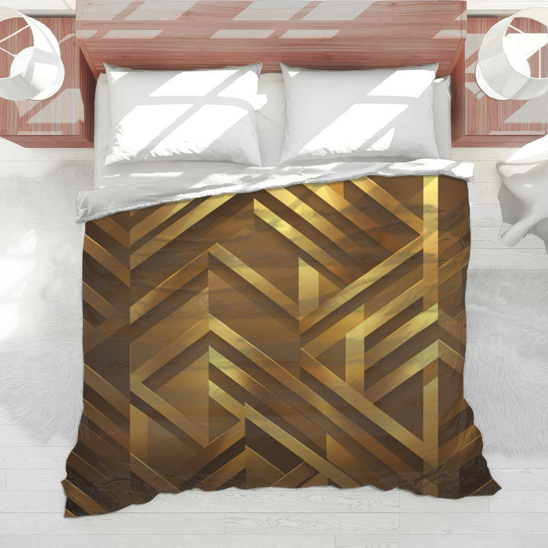 Édredon doré à motif de chevrons, Lit simple