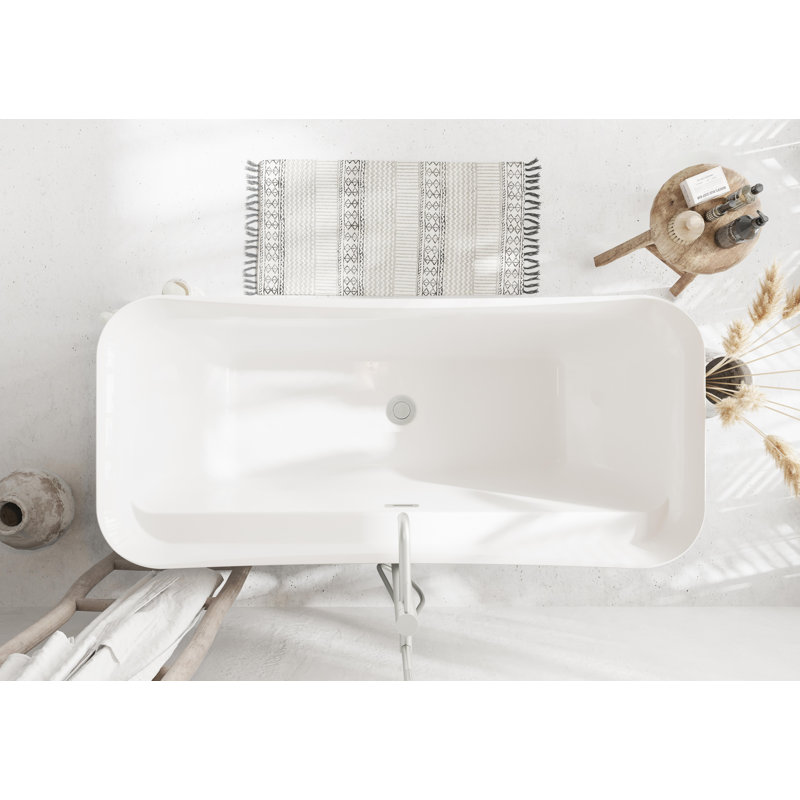 Dezra 66.94'' x 30.75'' Soaking Bathtub, Brushed Nickel