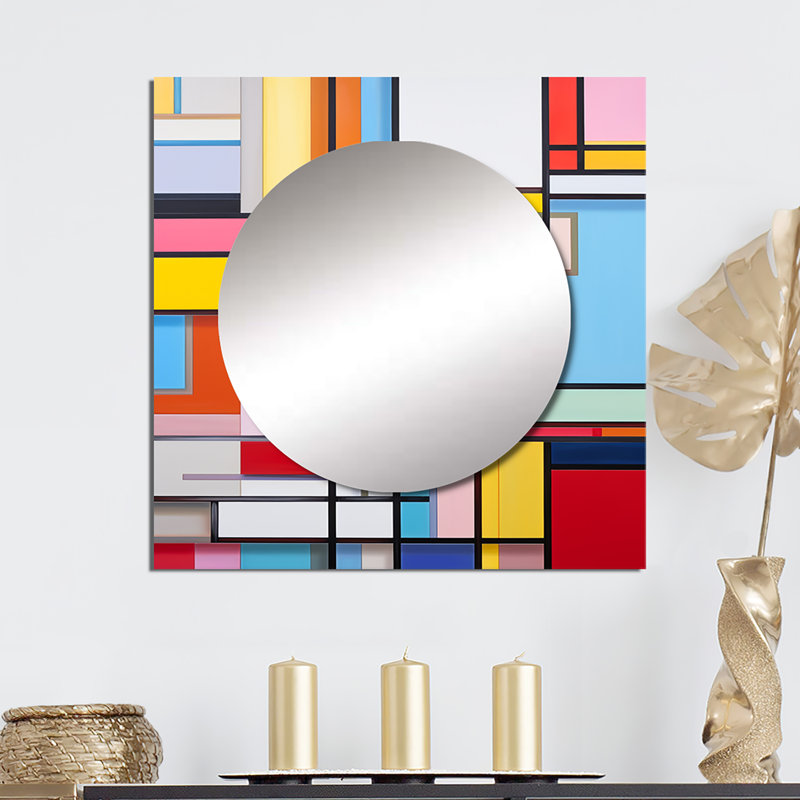 Deferrell - Miroir carré décoratif à formes abstraites pour chambre à coucher, 29 po x 29 po